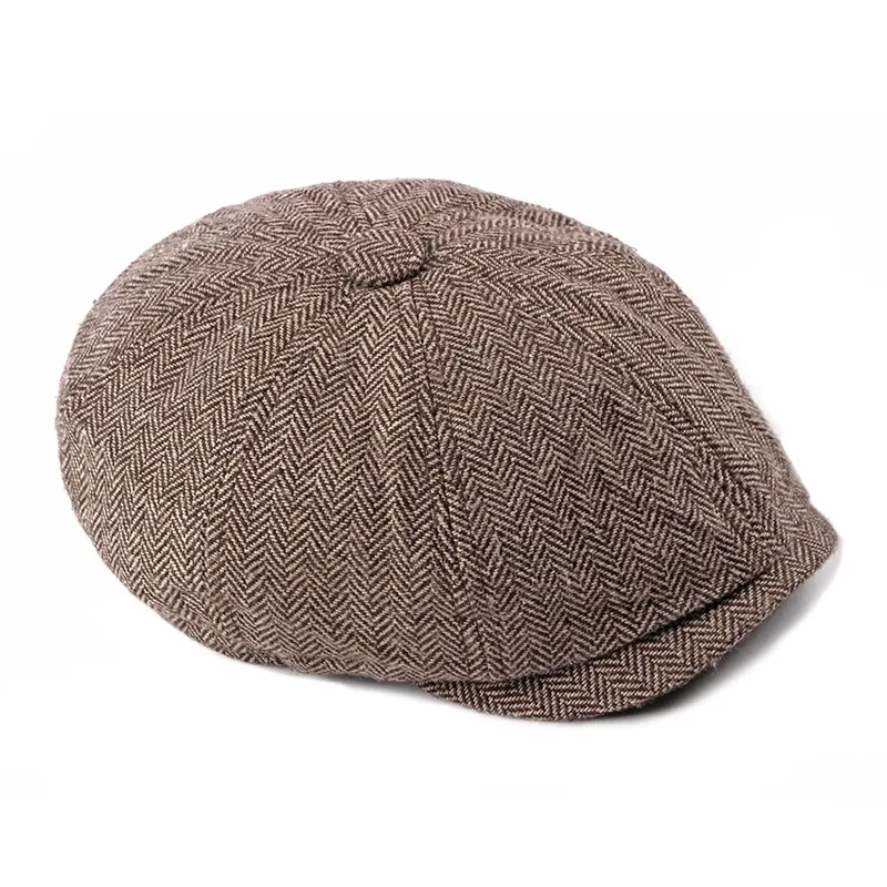 Fashion Retro Octagonal Hat Male Fashion Plaid Beret