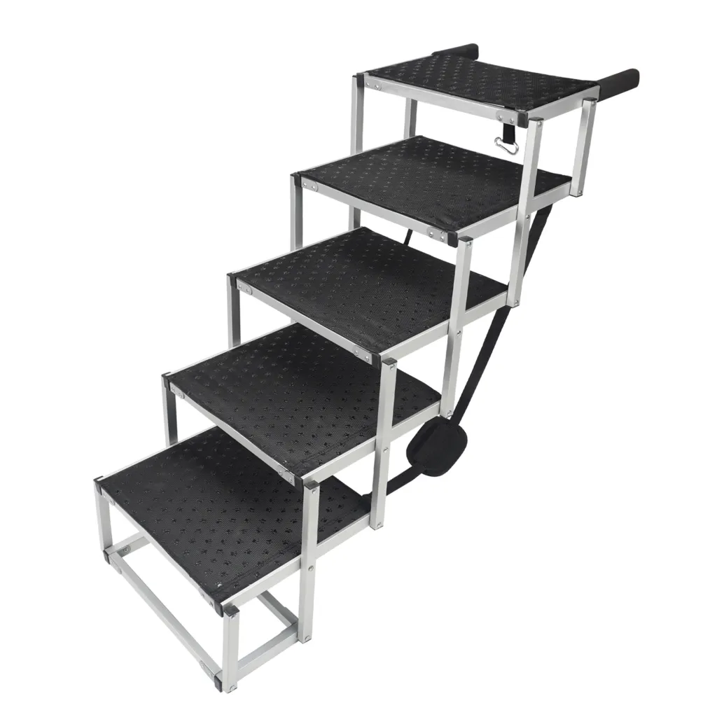 Pet Aluminum 6-step Portable Foldable Dog Ladder - Black