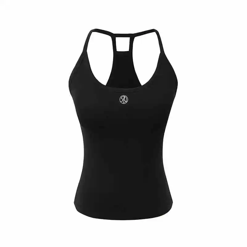 Women's Casual Solid Color U-neck Vest With Suspender - Black