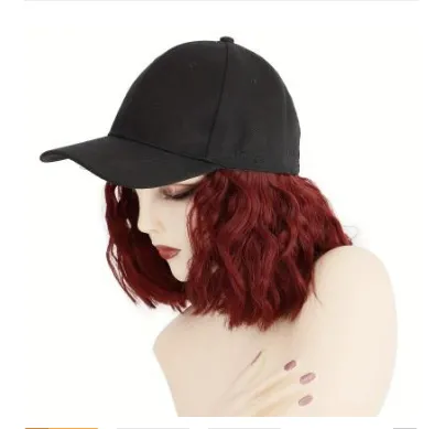 Natural New One-piece Wig Women's Short Curly Hair Baseball Hat - 119Style