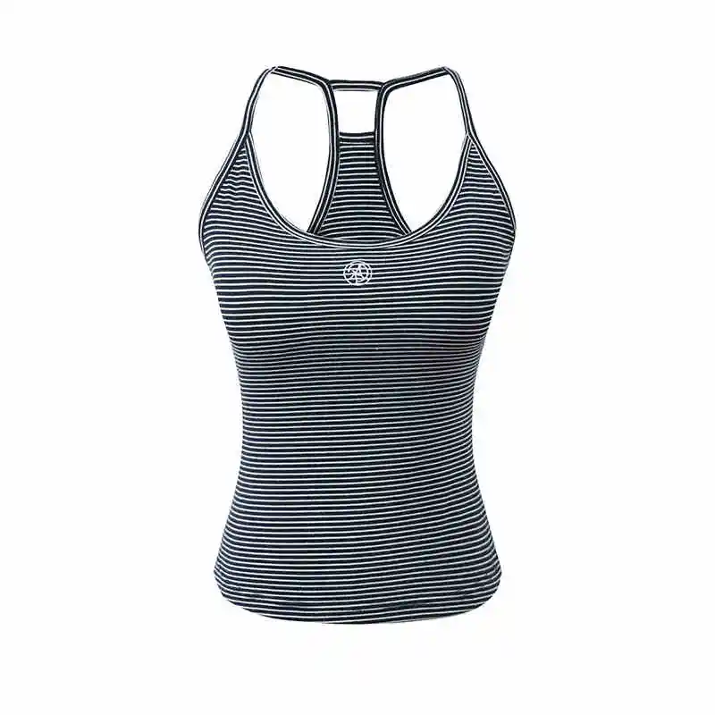 Women's Casual Solid Color U-neck Vest With Suspender - Stripes
