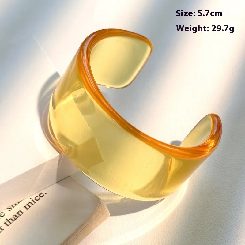 Resin Open Transparent Geometric Brown Bracelet For Women - Broken Ring