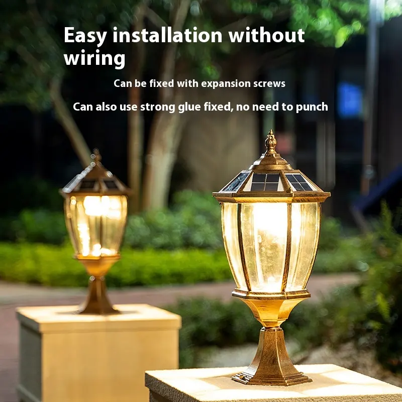 Solar Pillar Lamp Outdoor Courtyard