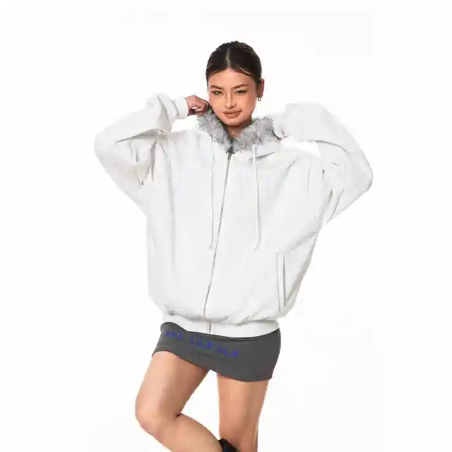 Retro Hooded Cardigan Fur Collar Sweater Loose Casual Women's Coat White - Shop at LoveMi