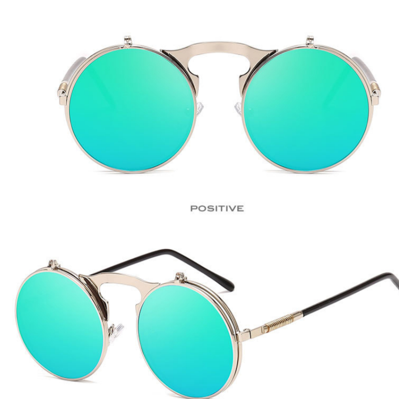 Fashion Round Frame Flip Senior Sunglasses - Image 8