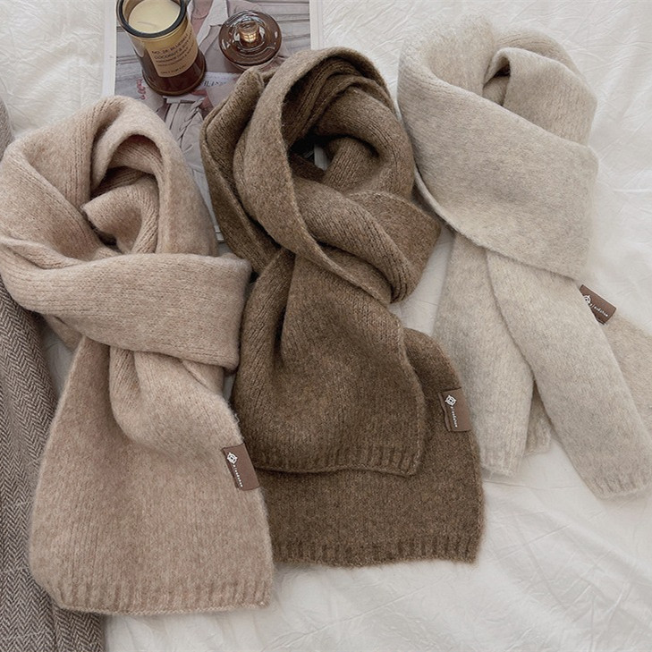 Soft Sticky Warm Fashion Basic Outer Wear Solid Color Scarf For Women