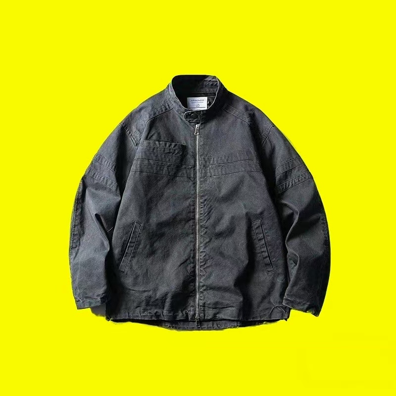 Personality Worn Looking Washed-out High Street Turn-down Collar Coat