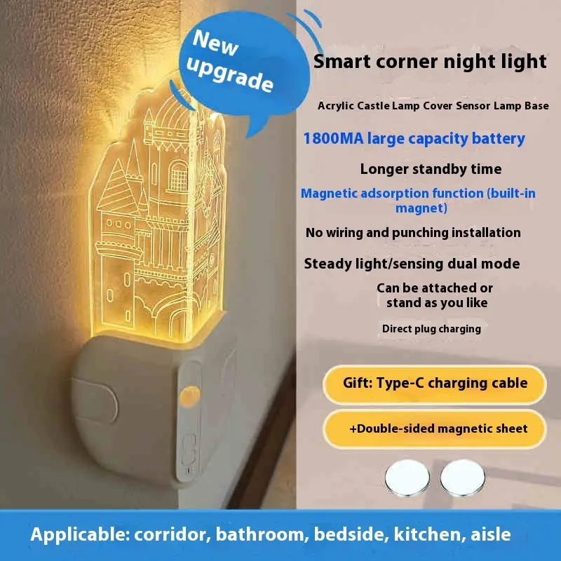 Castle Small Night Lamp Corner Wall Protector Anti-collision Decoration Ambience Light