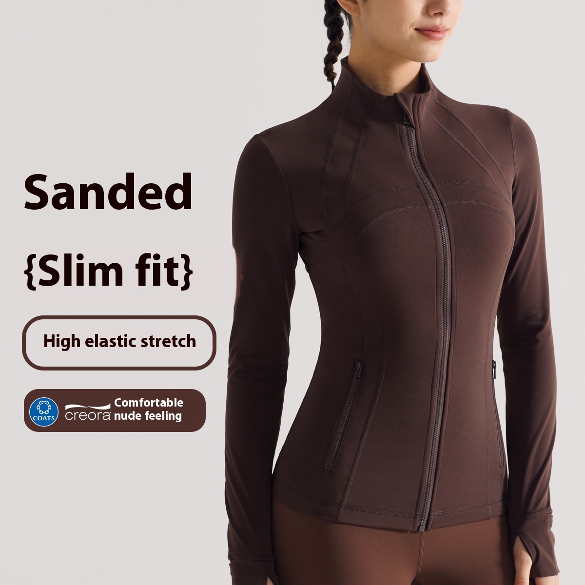 Stand-up Collar Slim-fit Long-sleeved Running Fitness Zipper Sports Top