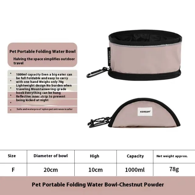Folding Bowl For Pet Dog Traveling Chestnut Pink - Shop at LoveMi