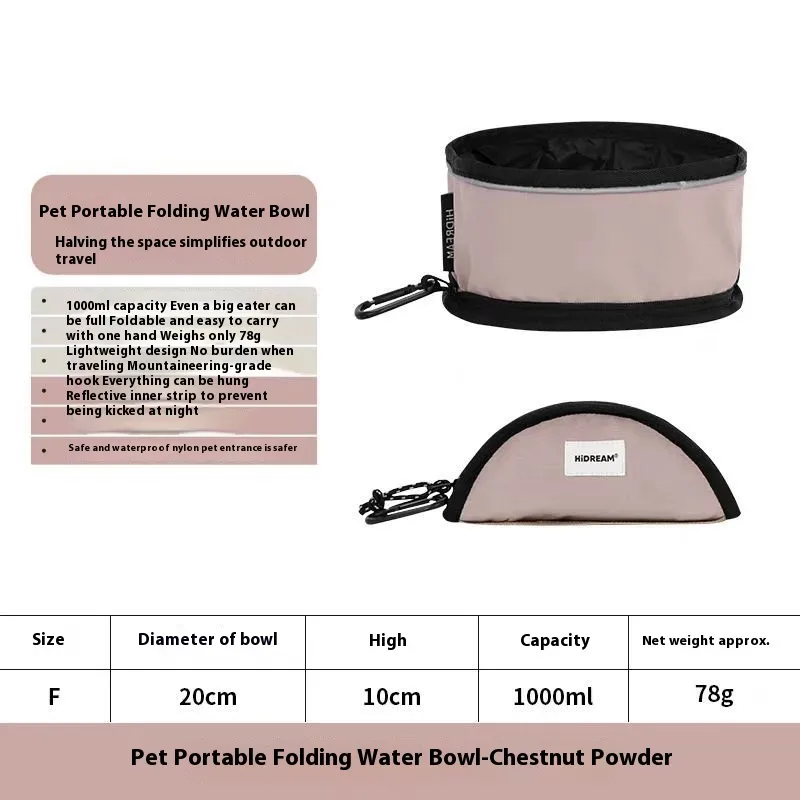 Folding Bowl For Pet Dog Travelling - Chestnut Pink