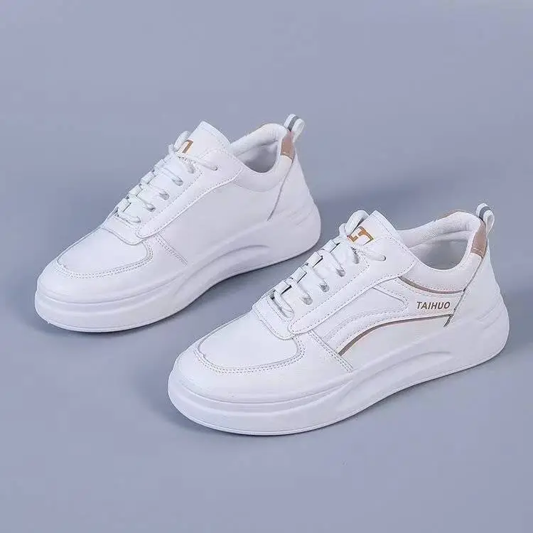 Fashion Casual White Shoes Women's Sports Soft Bottom Increase - Khaki