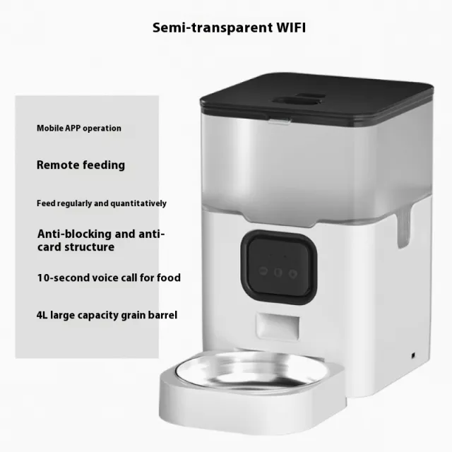 Intelligent Remote Control WIFI Cat Automatic Pet Feeder Translucent Wifi - Shop at LoveMi