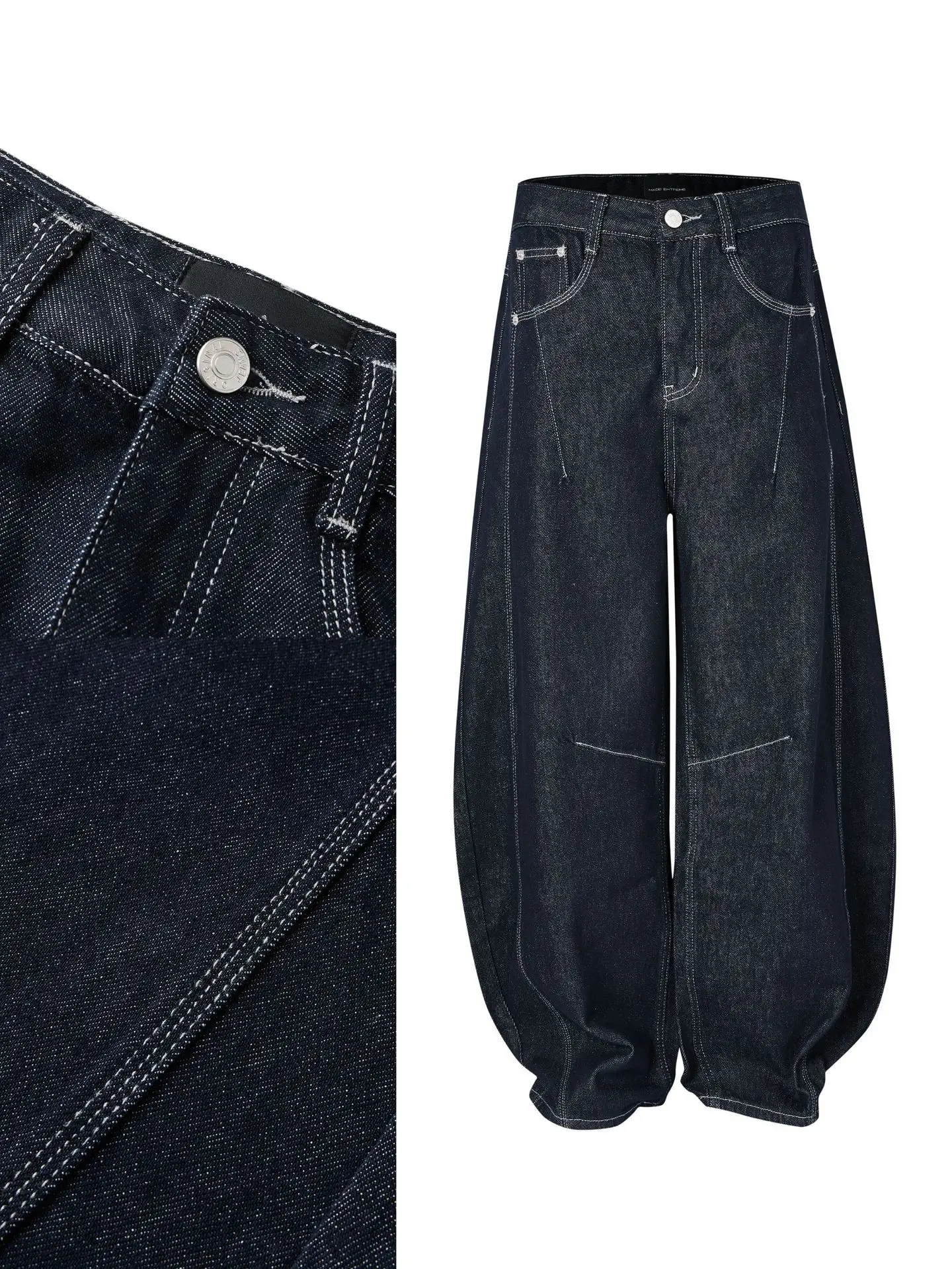 Design Wide Leg Bright Line Primary Color Jeans Trousers For Men And Women