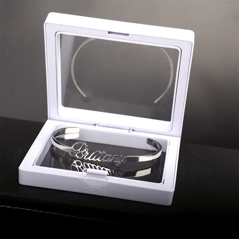 Titanium Steel Letter Hollow Opening Bracelet