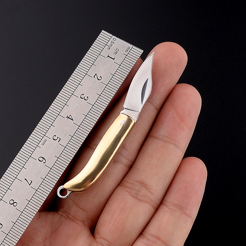 Brass Mini Exquisite Folding Knife Portable Keychain Pendant