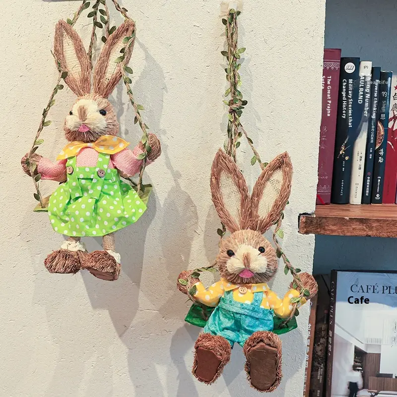 Straw Rabbit Living Room Floor Stand Decoration Garden Balcony Decoration