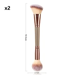 Soft Wool Portable Makeup Double-headed Copper Tube Highlight Brush - 2Pcs - View 1