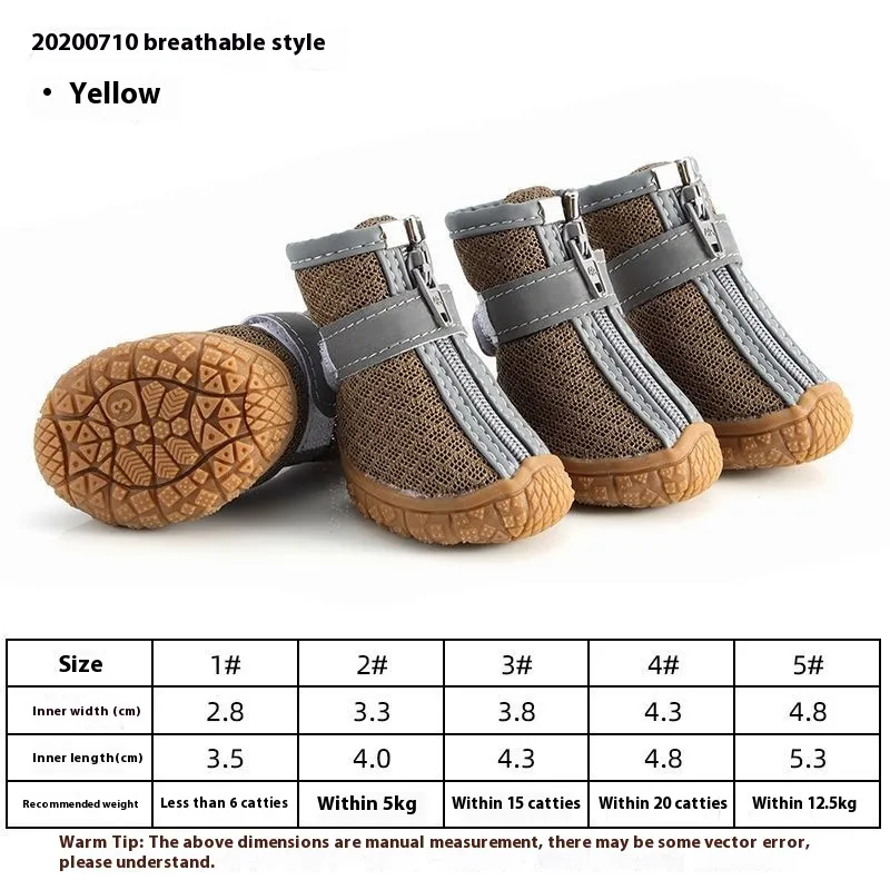 Waterproof, Non-slip, Wear-resistant Breathable Dog Shoes - Khaki Mesh