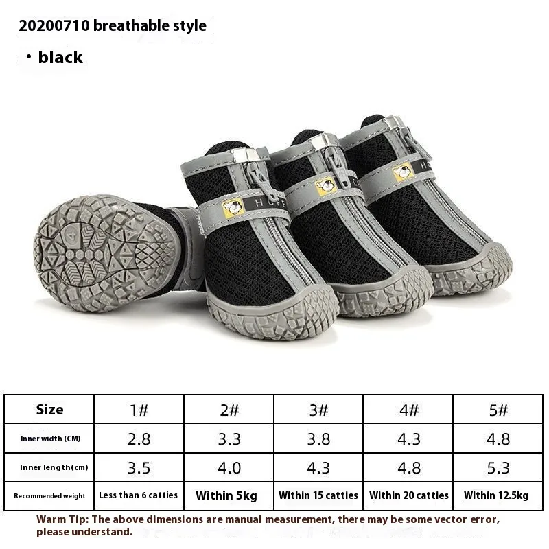Waterproof, Non-slip, Wear-resistant Breathable Dog Shoes - Mesh Black