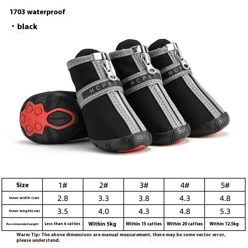 Waterproof, Non-slip, Wear-resistant Breathable Dog Shoes - Black Waterproof