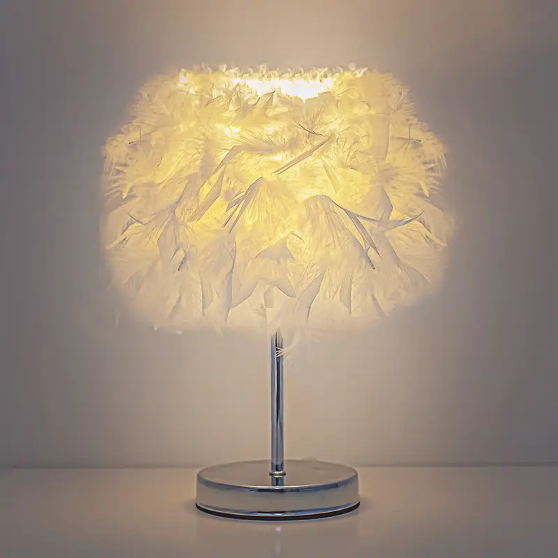 Creative Table Lamp Decorative Feather Bedside Lamp