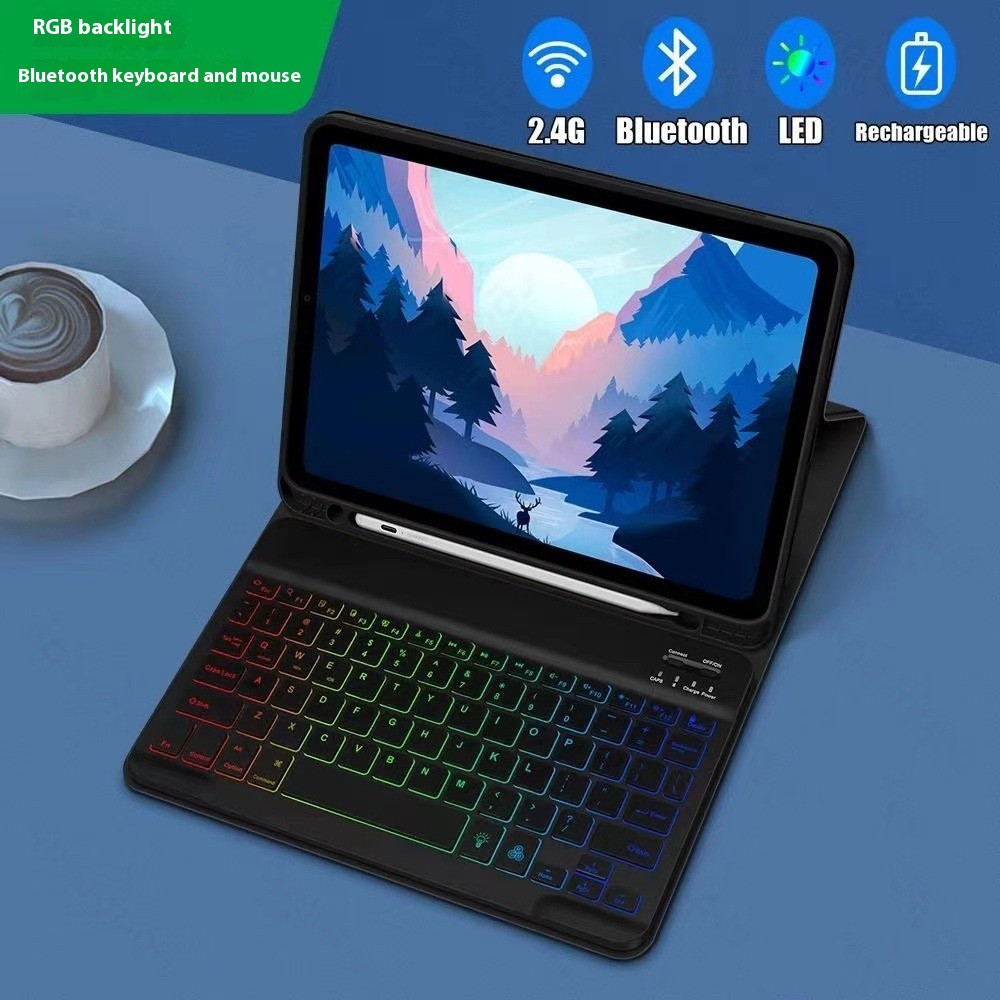 Ipad Protective Case Luminous Bluetooth Keyboard Leather Sheath - Image 4