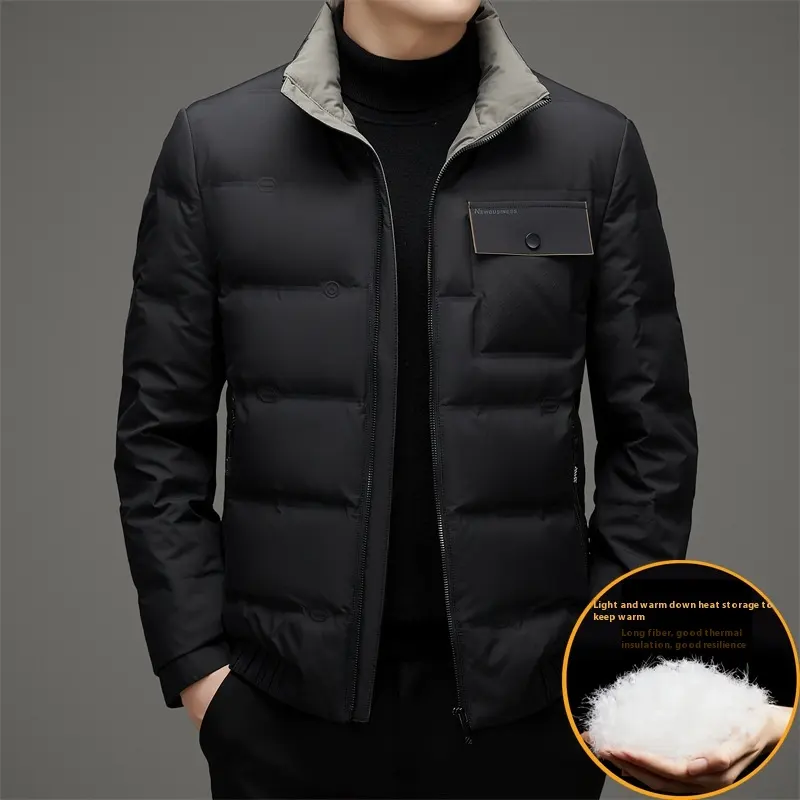 Men's Winter Stand Collar Short Thickened Warm Outdoor Down