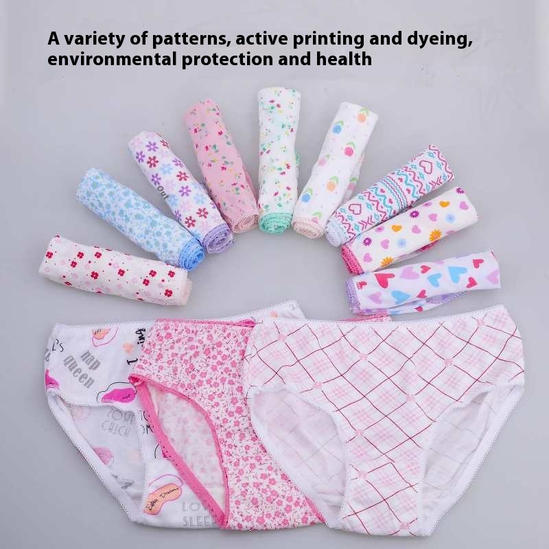 Cotton Children's Underwear Girls' Floral Multi-color Triangle