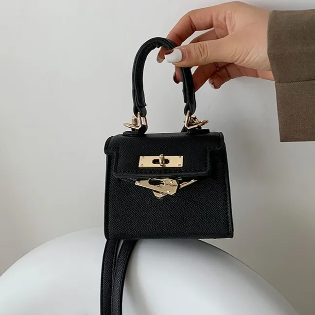 Mini One Shoulder Handbag Stereotype Crossbody Small Square Bag - Black
