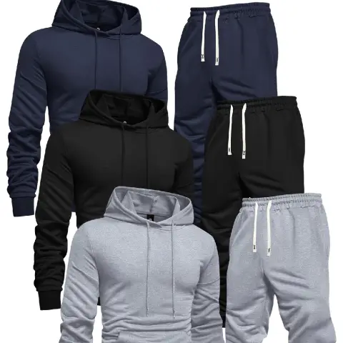 3 Sets Men's Casual Sports Hoodies Blouse and Pants