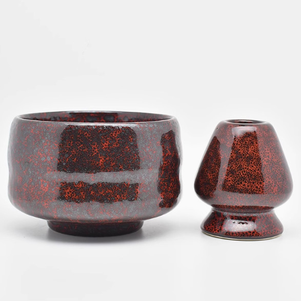 Matcha Tea Set Ceramic Japanese Home Vintage Black And Red