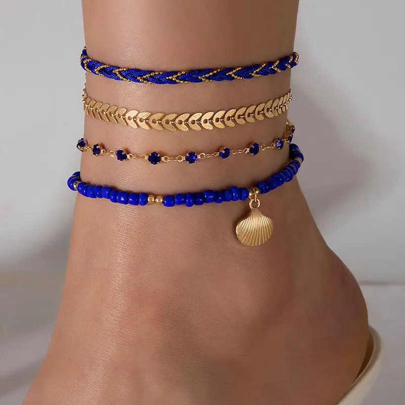 Set Bohemian Woven Rope Foot Chain
