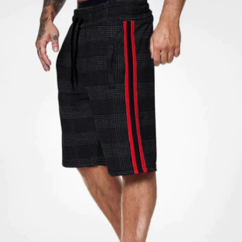 Check Striped Fashion Slim Shorts Beach Pants Men