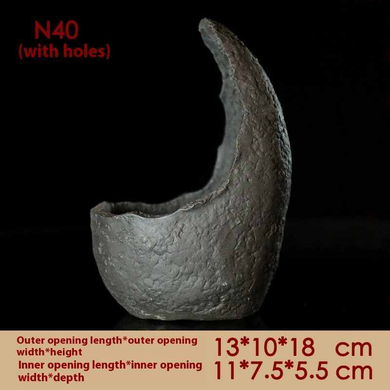 Yi Handmade Coarse Pottery Bonsai Basin Moss Basin Han Brick