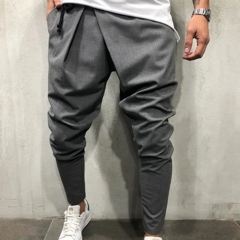 Men's Asymmetrical Drawstring Waist And Small Feet Casual Pants