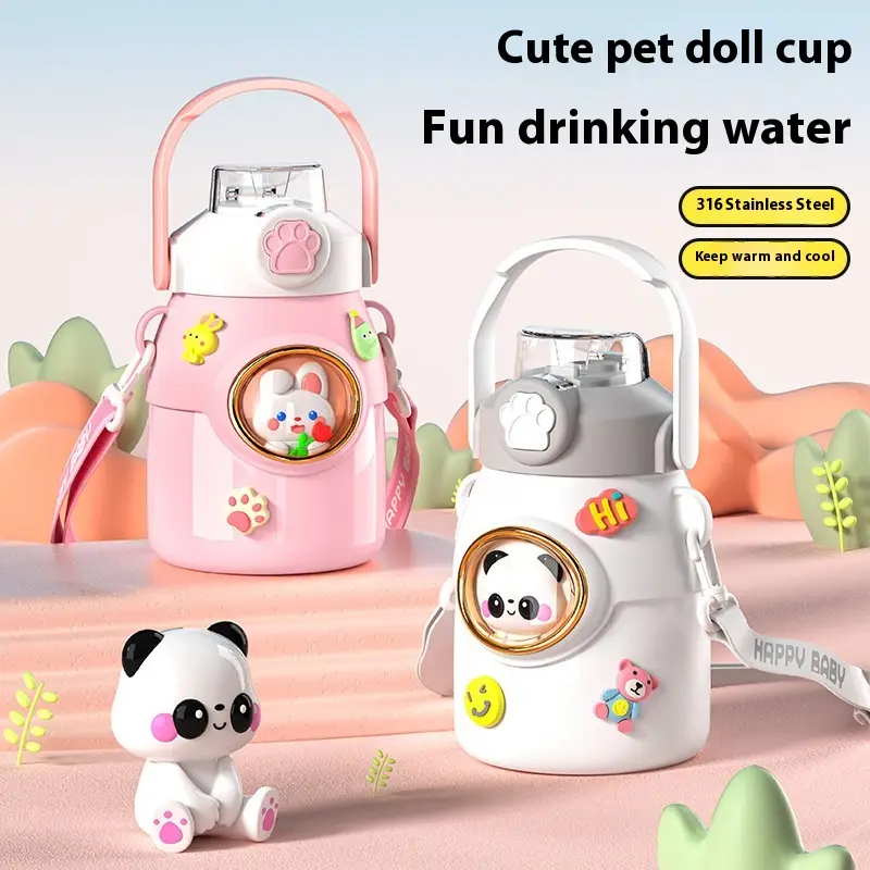 Cartoon Doll 316 Stainless Steel Insulated Straw Cup
