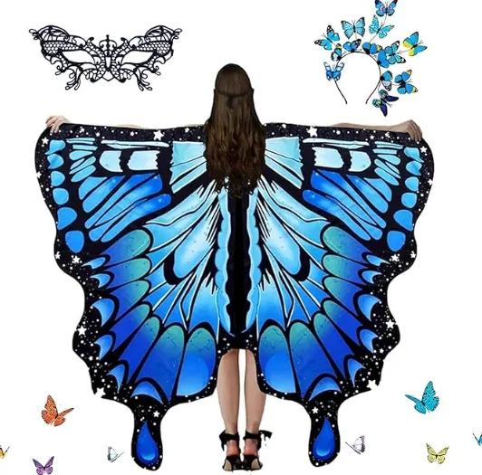European And American Butterfly Talma Halloween Costume 124 Blue - Shop at LoveMi