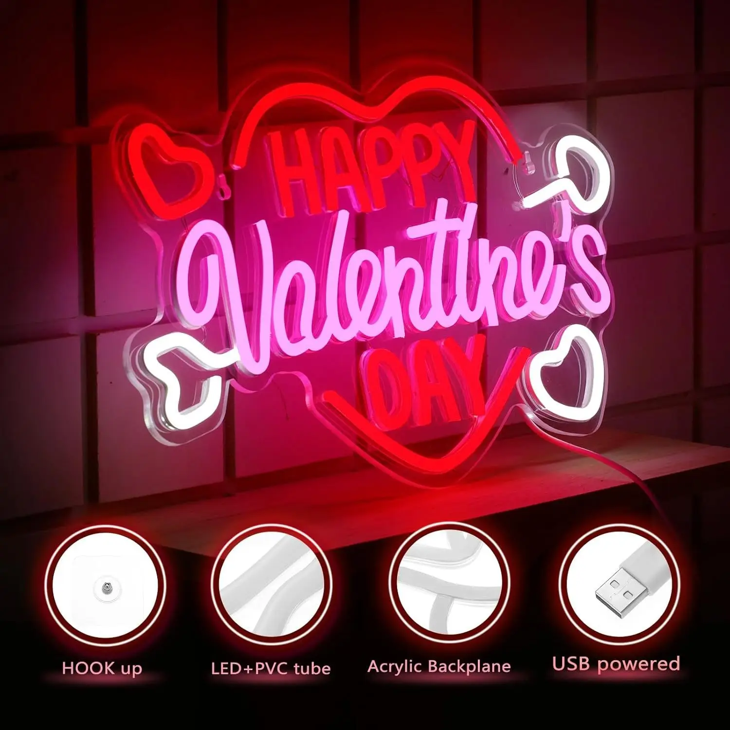 Neon Lights Valentine's Day Party Layout LED Luminous Characters Light Signs Neon Lights