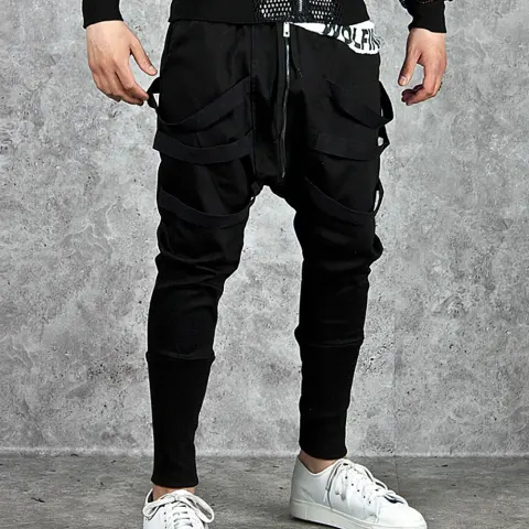 Low Crotch Cross Pants Casual Sports Trousers Men