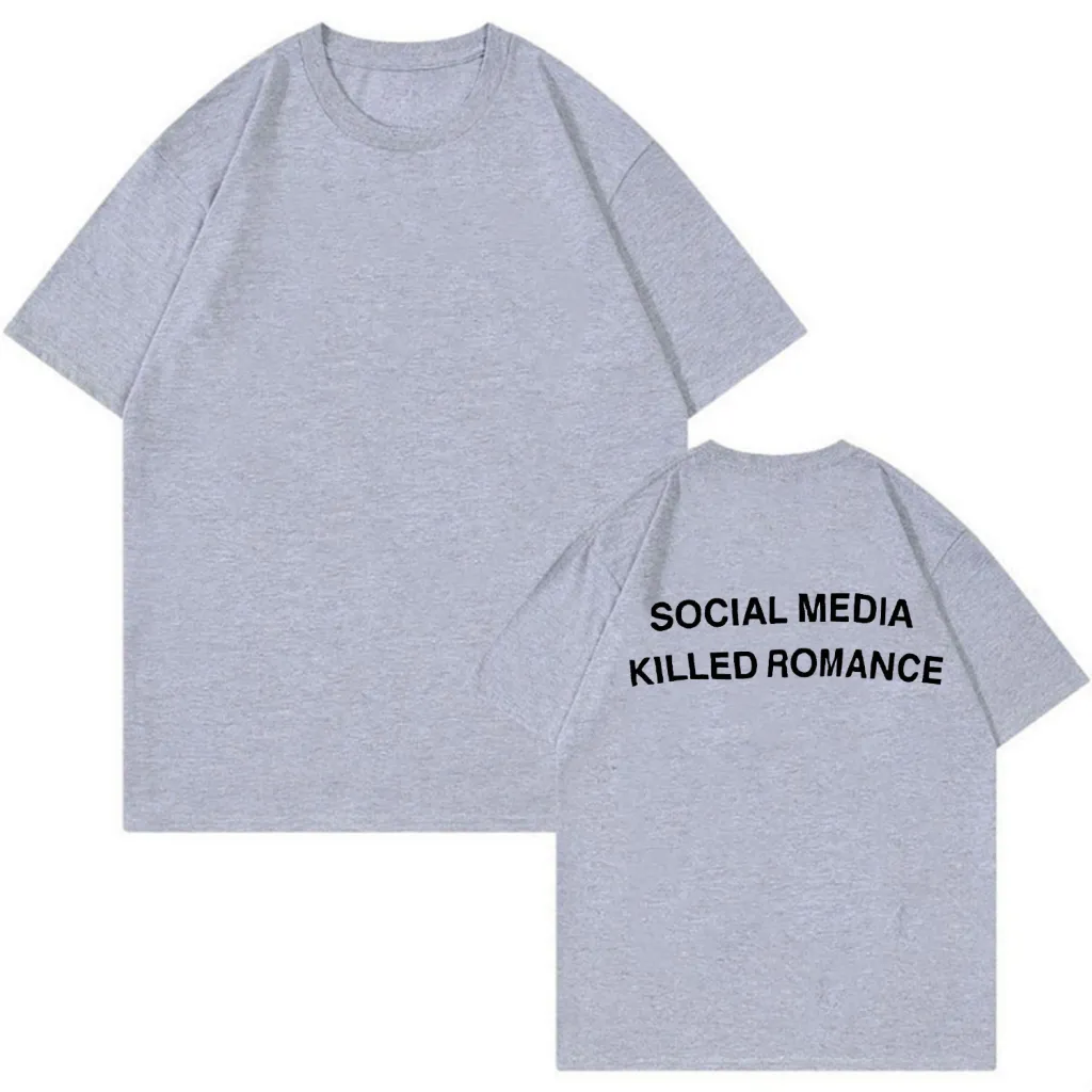 Men's And Women's Fashion Personalized English Printed Top - Gray