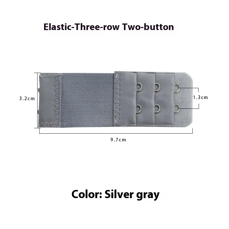 Underwear Lengthened Breasted Four Rows Extension Strap Bra Back Buckle - Silver Gray