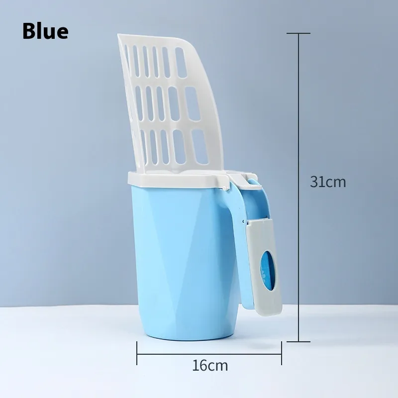 Large Capacity Integrated Cat Litter Scoop Cleaning Tool - Blue