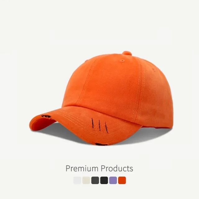 Make Old Ripped Style Curved Brim Sun shade Baseball Cap Orange - Shop at LoveMi