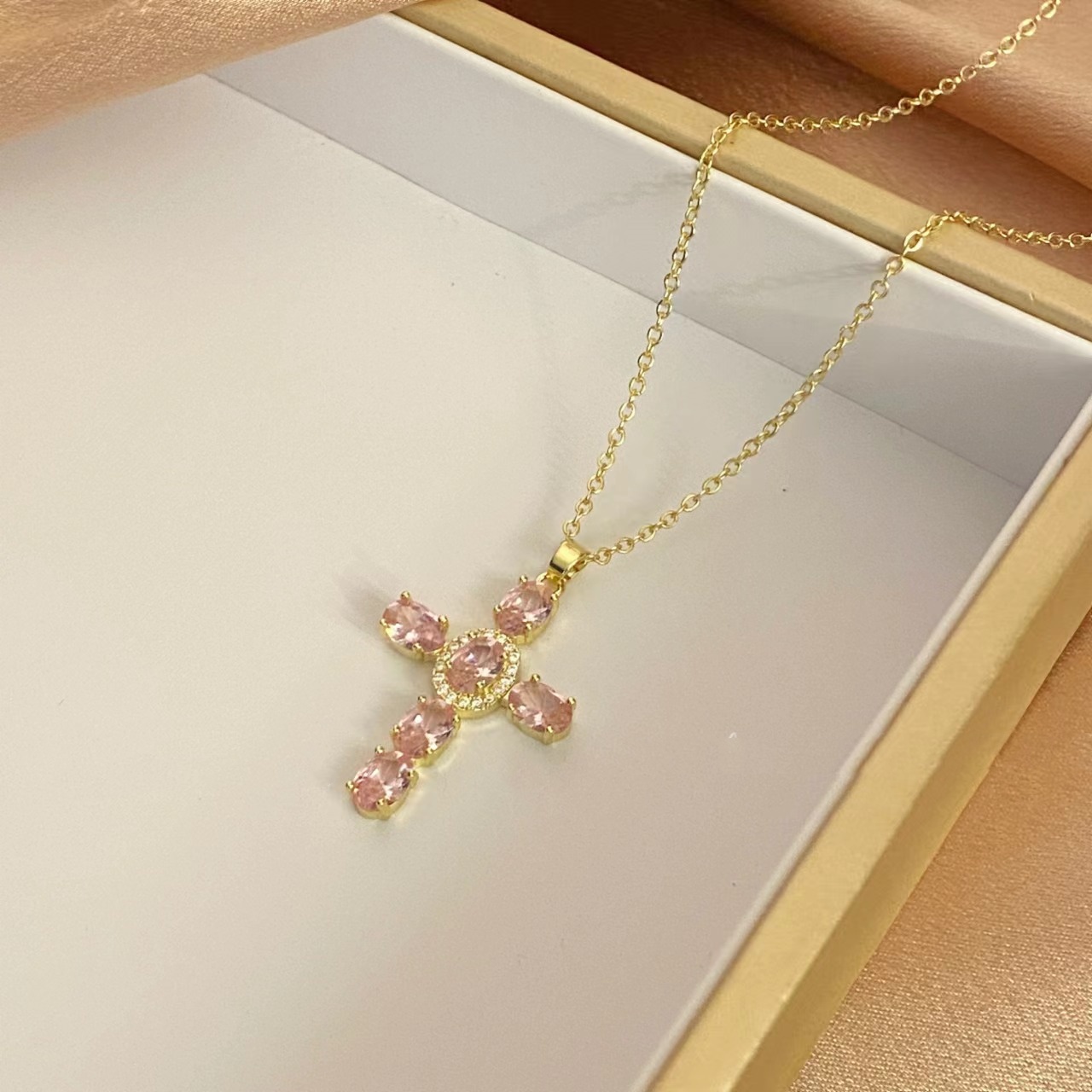 New Style Zircon Cross Necklace For Women