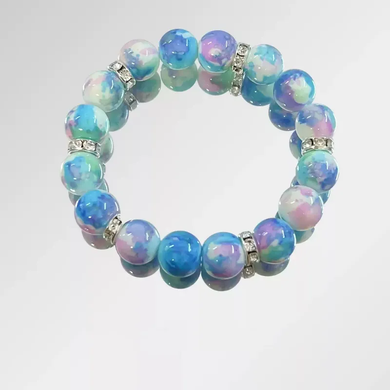 Oil Painting Style Women's New Bracelet Blue Purple Blooming