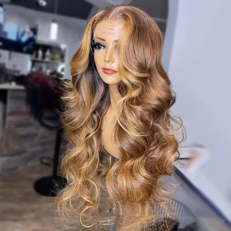 Honey Blonde Body Wave Lace Front Pre Plucked Highlight Wig