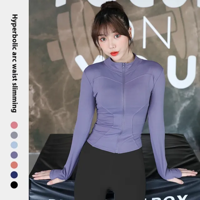 Slimming Fitness Running Top Coat Purple - Shop at LoveMi