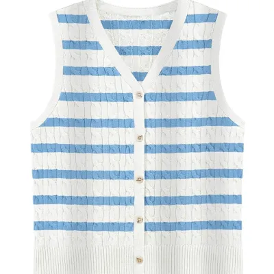 European And American Women's Fashion Sweater Vest Twisted Knitted Short
