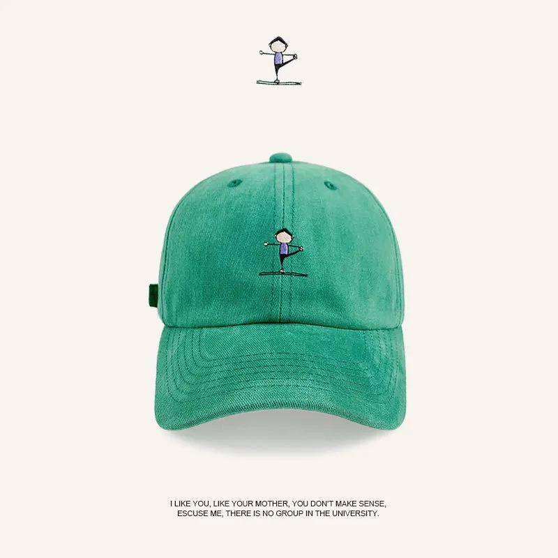 Women's Fashion Letter Embroidery Korean Sun-proof Peaked Cap - Green